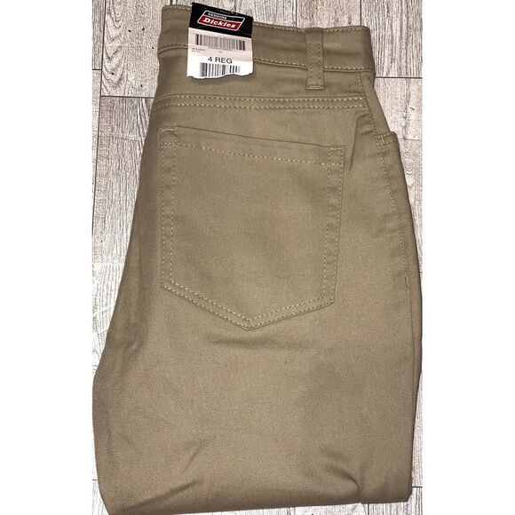 Dickies Pants - NWT  GENUINE DICKIES WOMEN'S PERFECTLY SLIMMING PANTS Chino Khaki 4 Regular‎